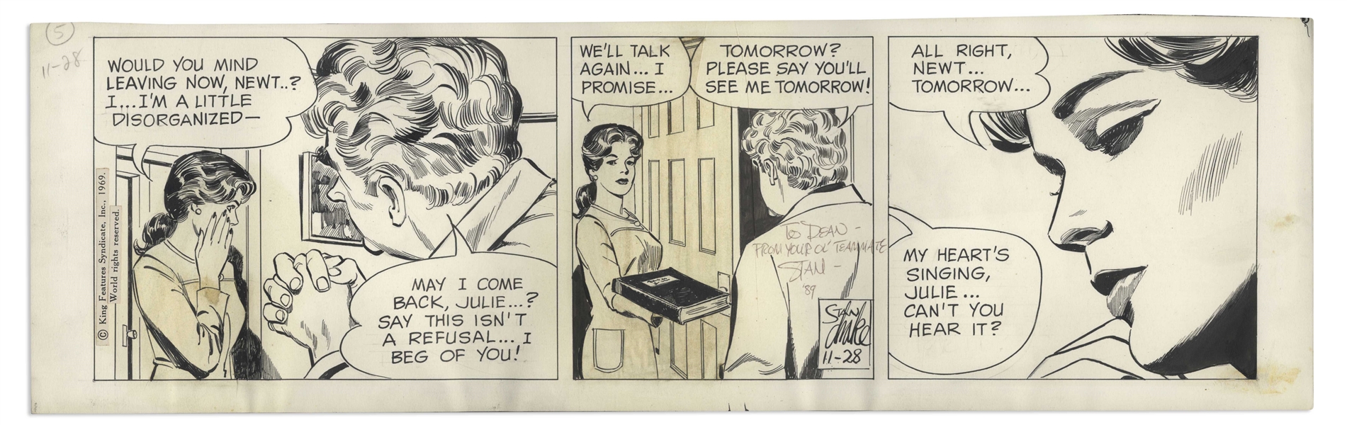 ''The Heart of Juliet Jones'' 1969 Comic Strip Hand-Drawn & Signed by Stan Drake